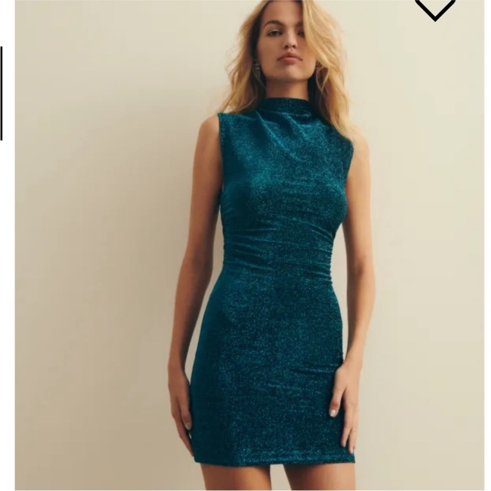 Reformation Alden blue sparkle mini dress - size small